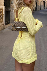 Yellow Tie-back Pack Hip Dress InsStreet